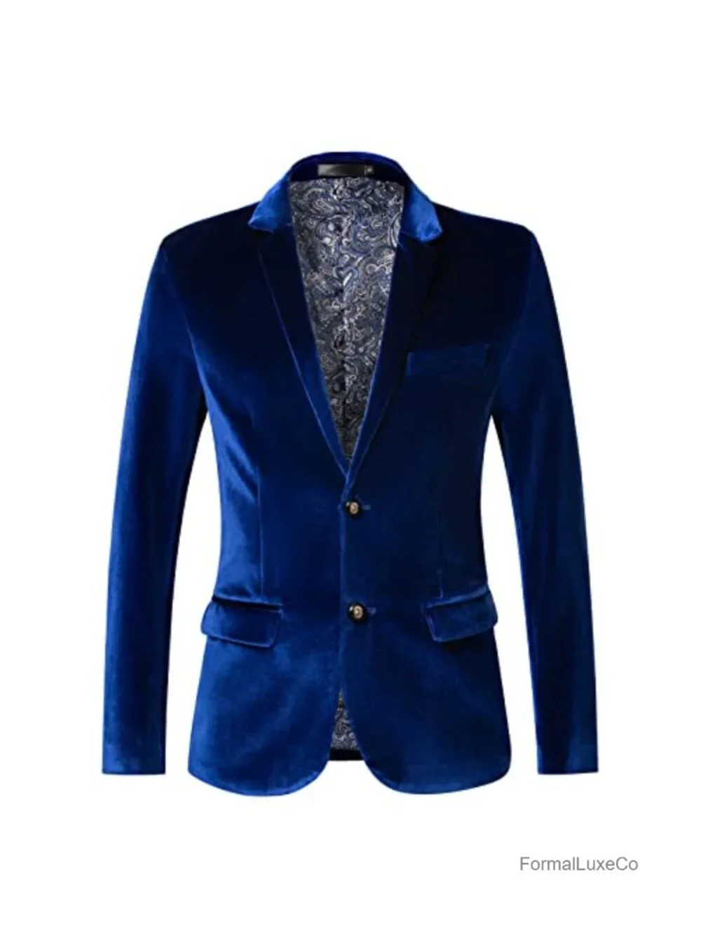Men's Velvet Blazer Slim Fit Two Button Suit Jacket Wedding Formal